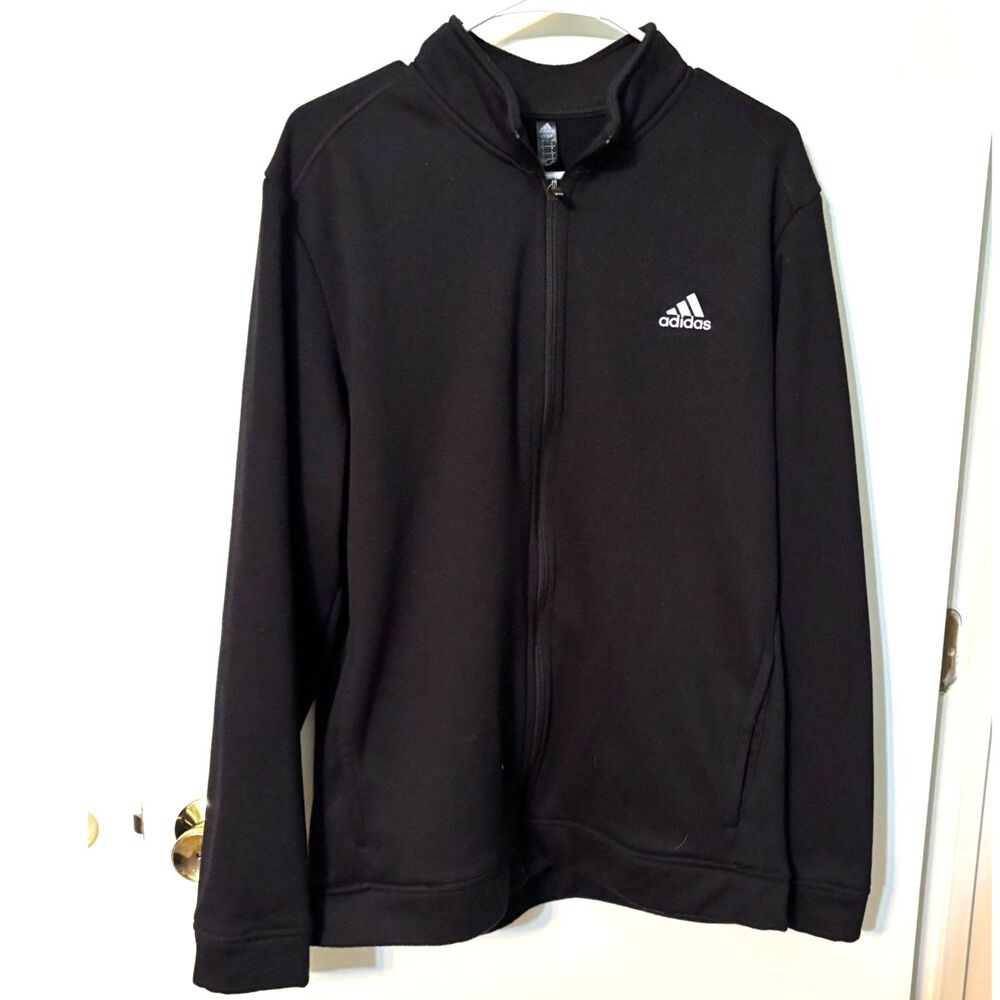 Adidas Golf Black Full Zip Jacket Large Performance Stretch Track Jacket